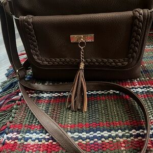 Elegant Dark Brown Crossbody Bag with Tassel
